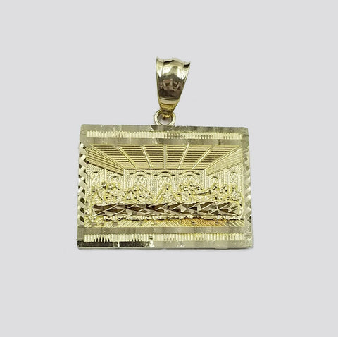 10k Real Last supper Gold Charm Pendant 2.5mm Rope Chain 18 20 22 24 26 28 Inch