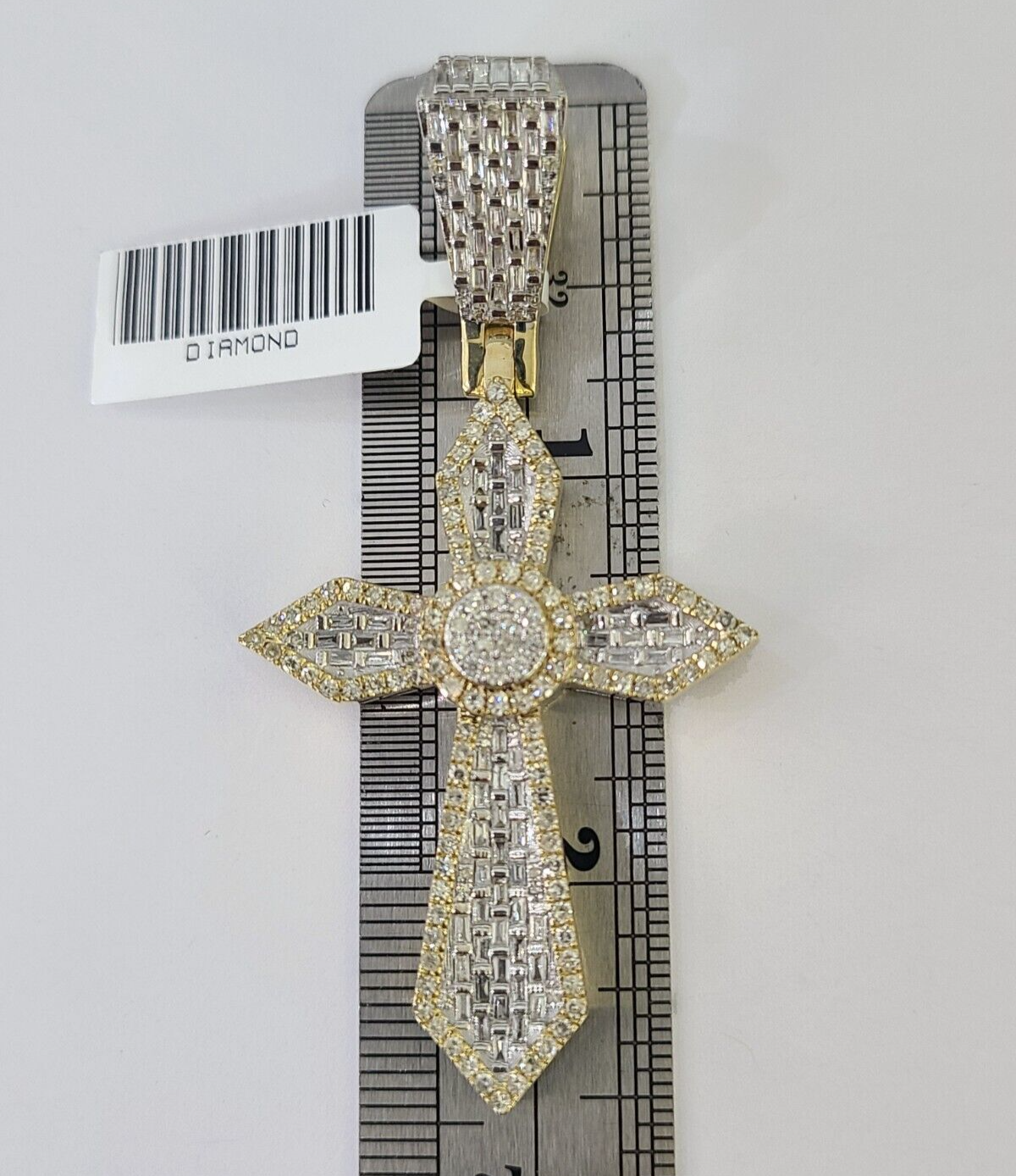 10k Yellow Gold Diamond Jesus Cross Charm Pendant Genuine Diamond Real