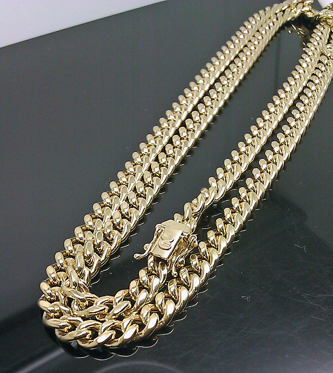 10K Yellow Gold Mens Miami Cuban Necklace 24" long 7mm Box Lock REAL 10 KT Oro