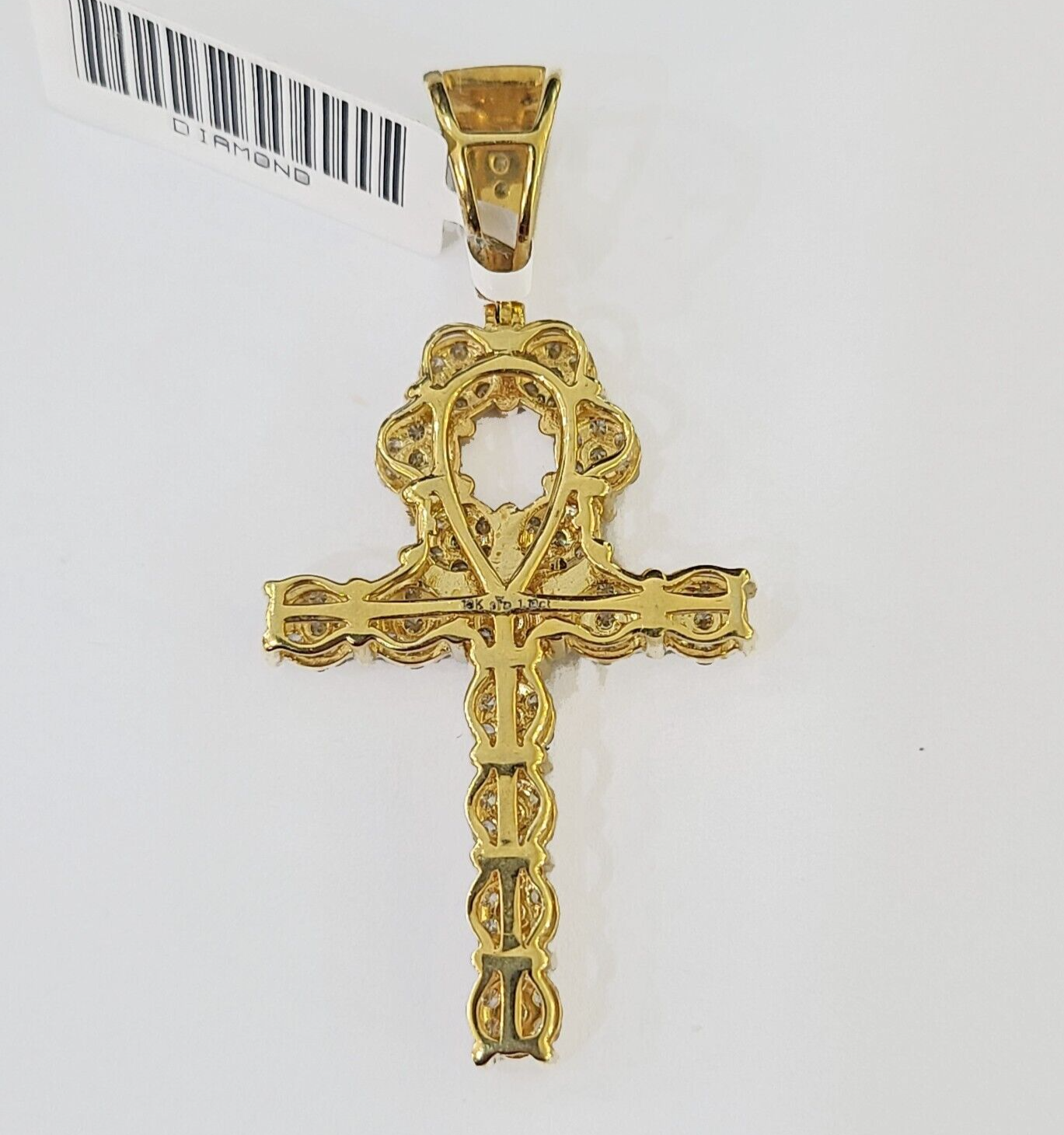 10k Yellow Gold Diamond Jesus Cross Charm Pendant Genuine Diamond Real