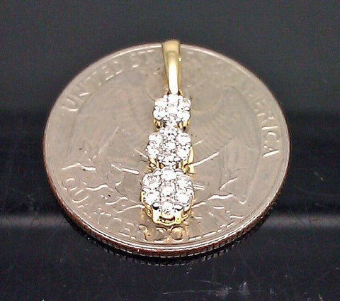 14K Ladies Yellow Gold 0.25Ct Diamond Pendant Past Present Future