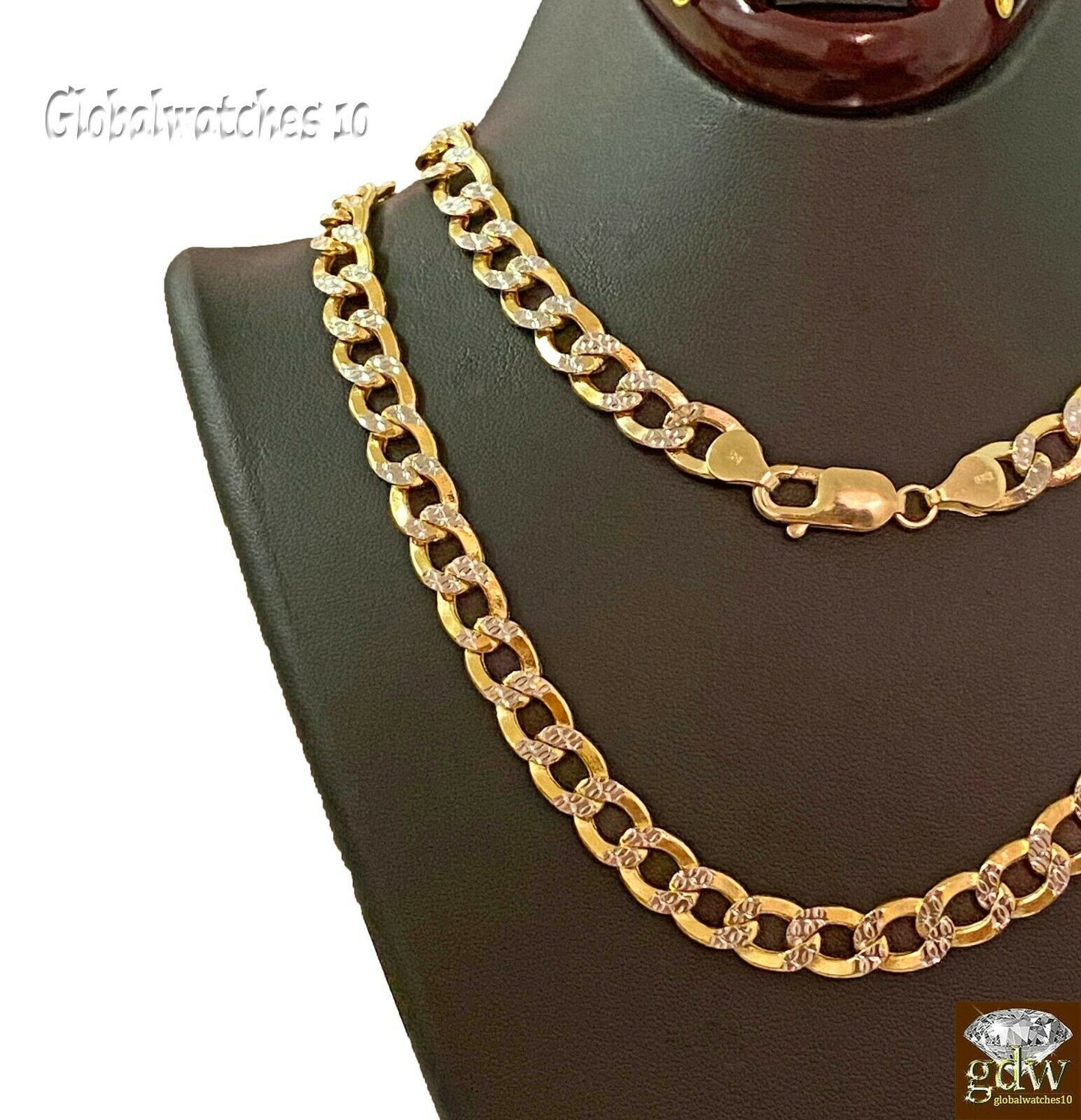 10k Gold Cuban Link Chain Diamond Cut 8mm 26 inch Lobster Lock Real Gold