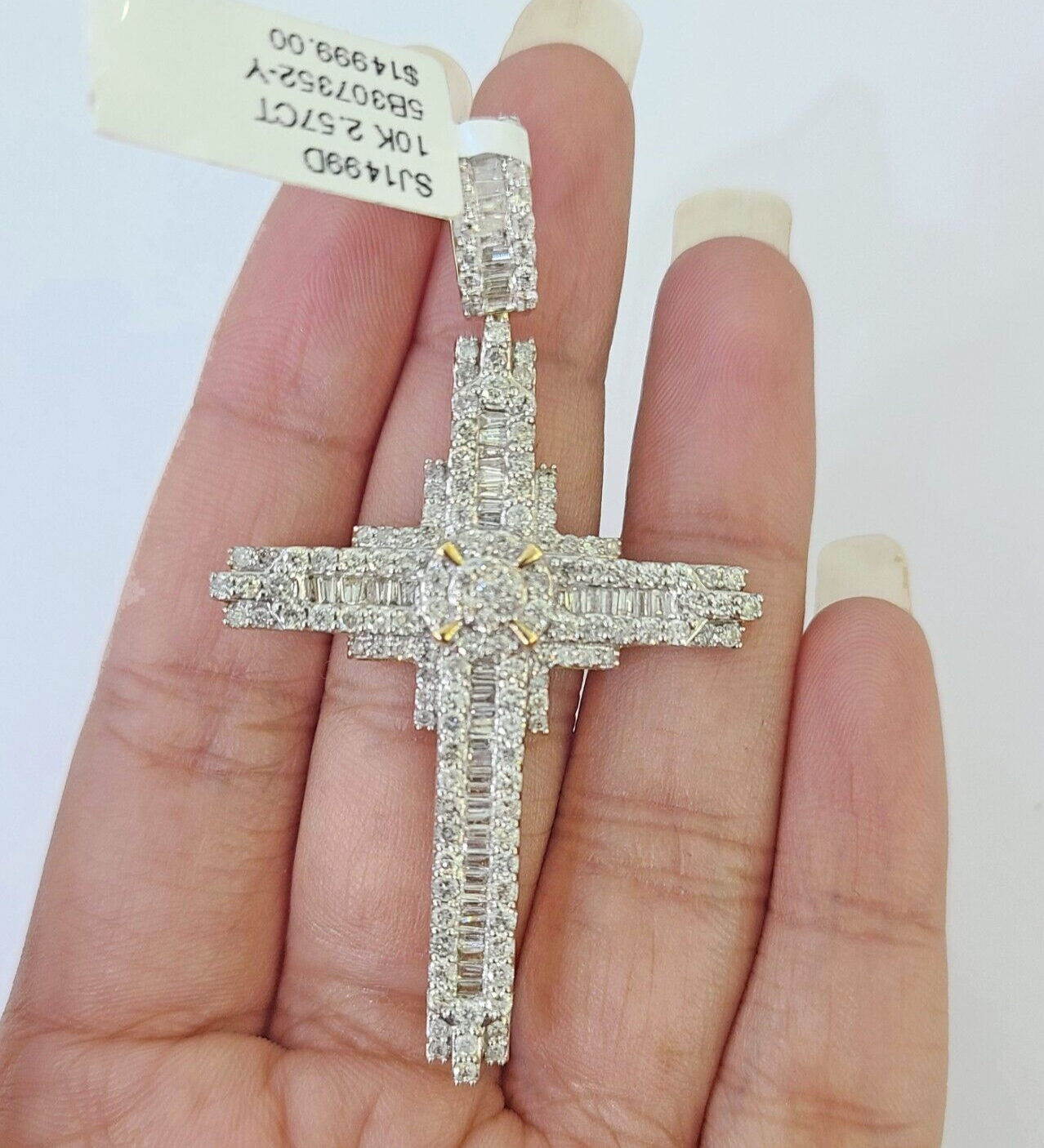 10k Yellow Gold Diamond Jesus Cross Charm Pendant Genuine Diamond Real