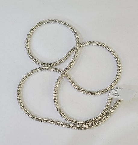 Real 10k Iced Bead Chain White Gold 4mm 24" Necklace Men Women Real Genuine