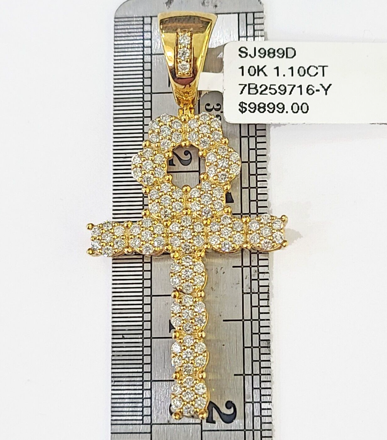 10k Yellow Gold Diamond Jesus Cross Charm Pendant Genuine Diamond Real