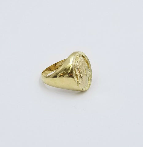 Men's 10k Yellow Gold Jesus Head Ring Diamond Cut, Size 10 Thick Band, Sizable