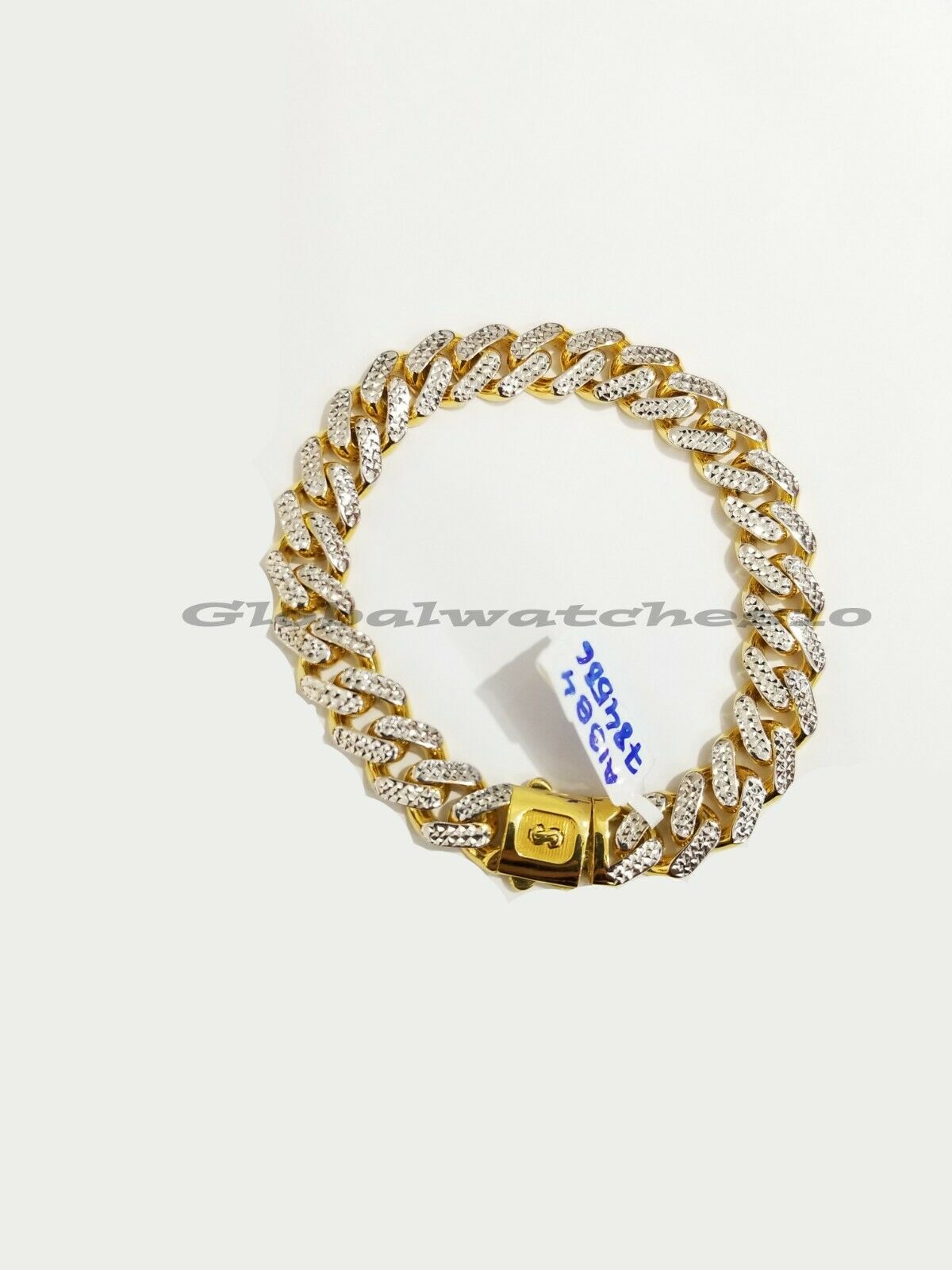 10K Yellow Gold Royal Miami Cuban Bracelet With Diamonds Cut, 8-8.5 inch 10mm