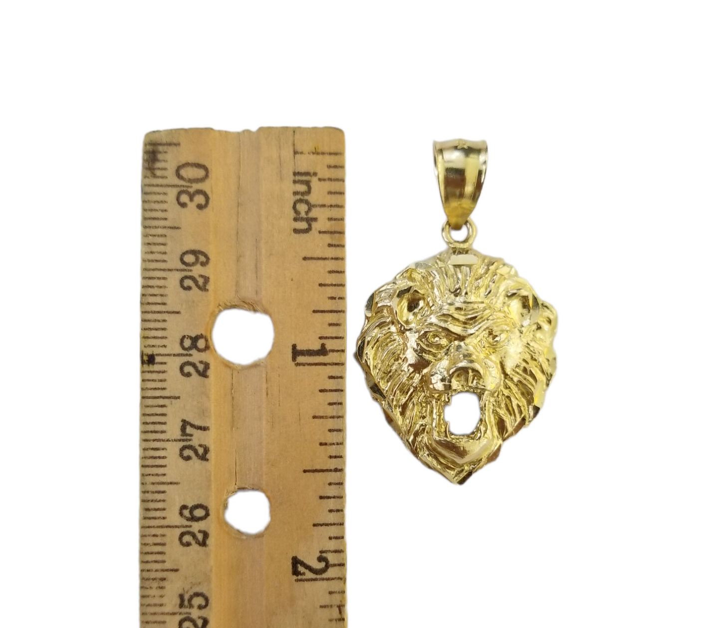 10kYellow Gold Lion Head Pendent 3mm  20" 22" 24" 26" 28" Inch Miami Cuban Chain