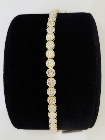 10K Yellow Gold Diamond Bracelet Women Ladies 7" REAL Genuine Gold