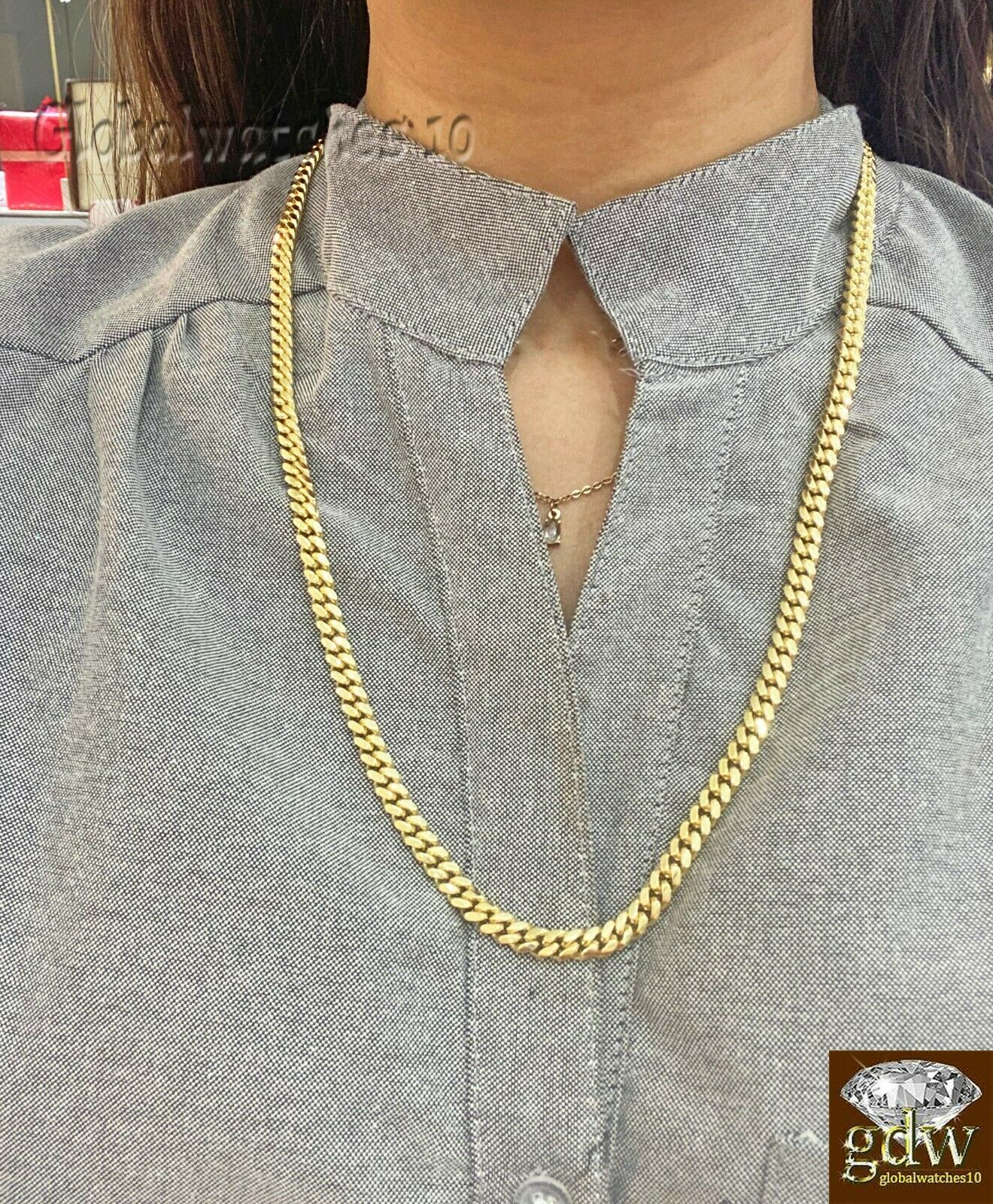 Solid 10k Gold Miami Cuban Chain Necklace 6mm 26inch Box Lock Strong Link Heavy