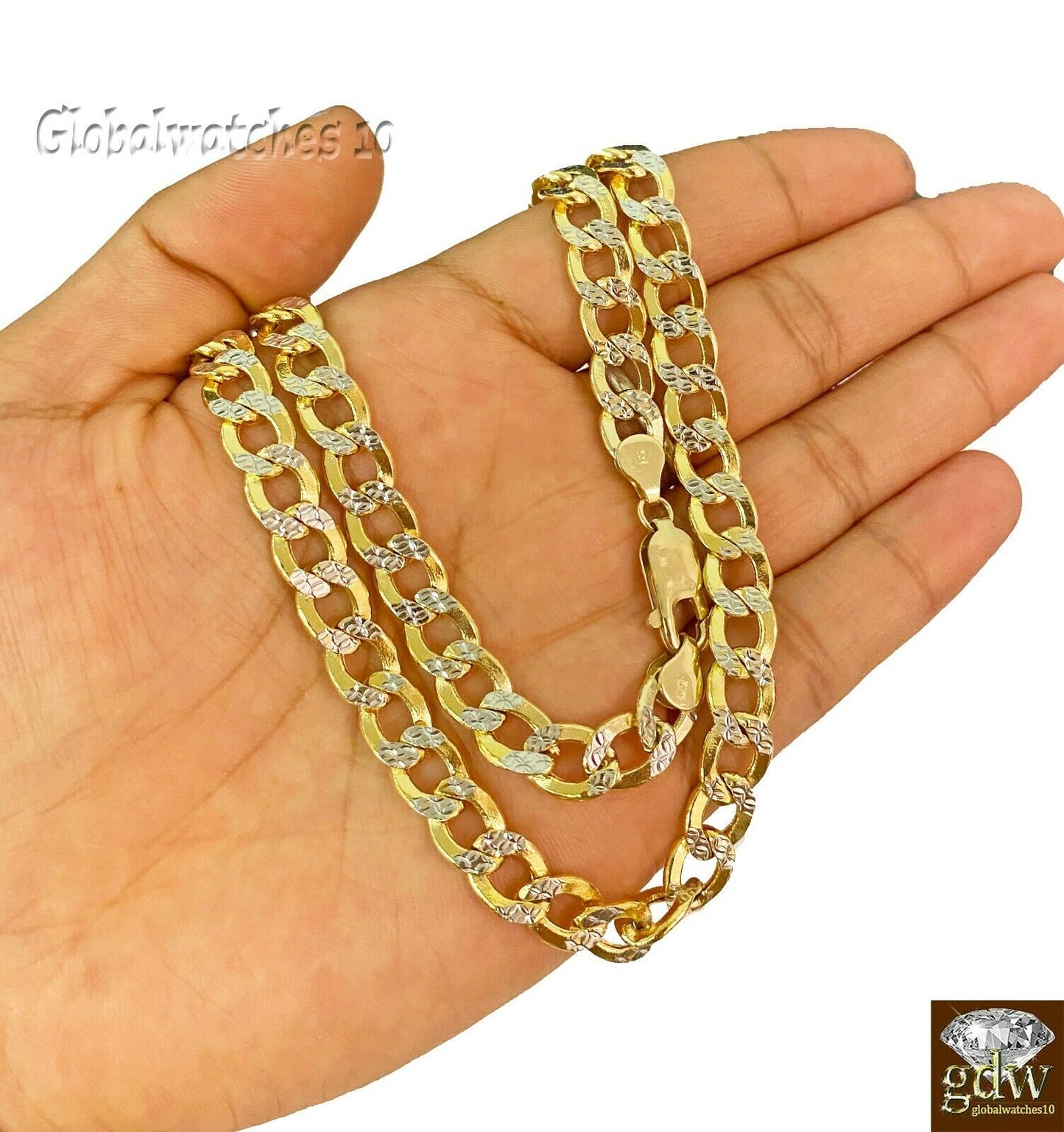 10k Gold Cuban Link Chain Diamond Cut 8mm 26 inch Lobster Lock Real Gold