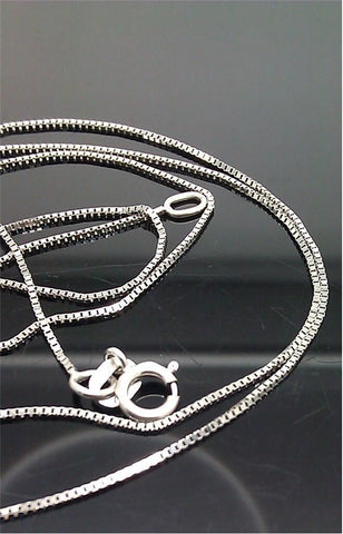 Real 10K White Gold Solid Box Chain 16" 18" 20" 22" Inches