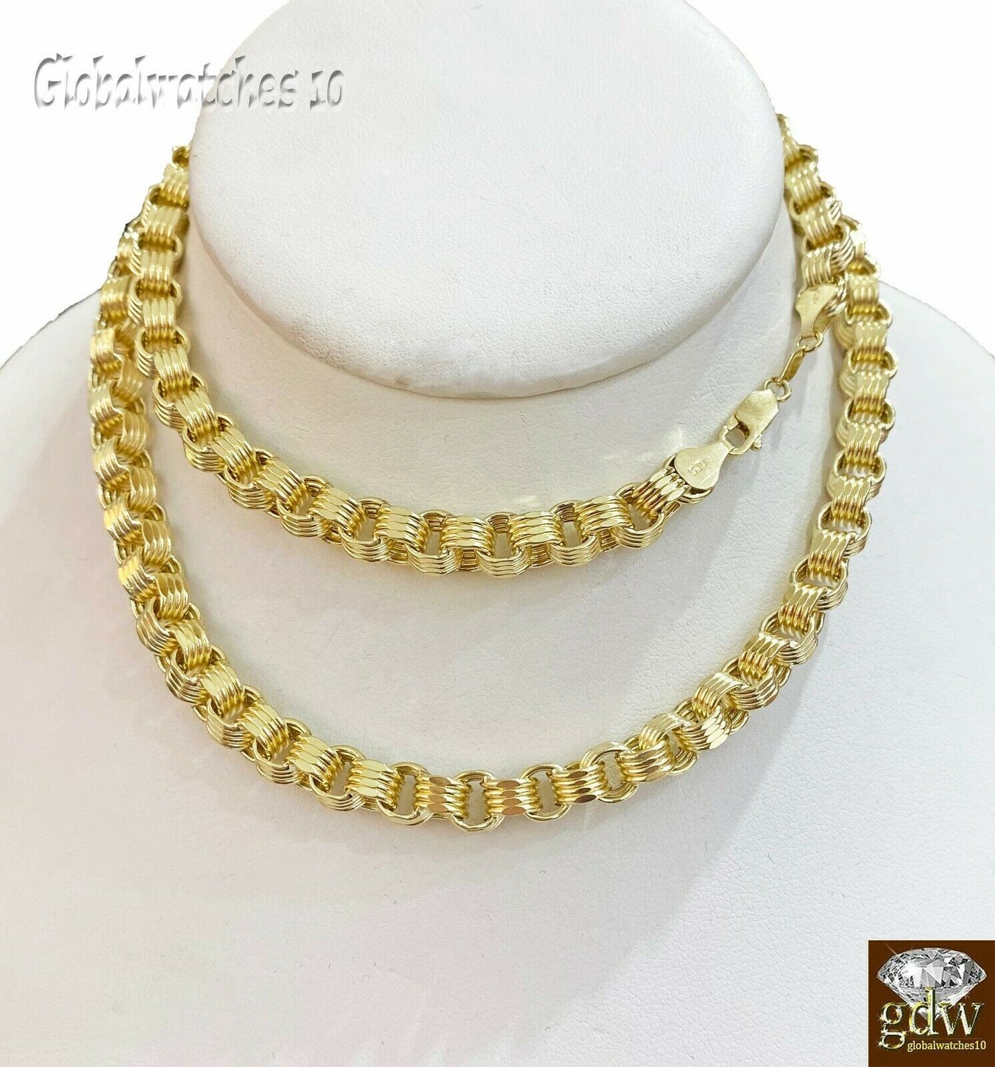 10k Yellow Gold Byzantine Chino Chain Necklace in 22 24 26 28 Inch Lobster Lock