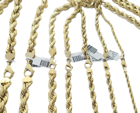 Real 10k Gold Rope Chain 3mm-10mm Necklace 18"-30" Inch Men Women
