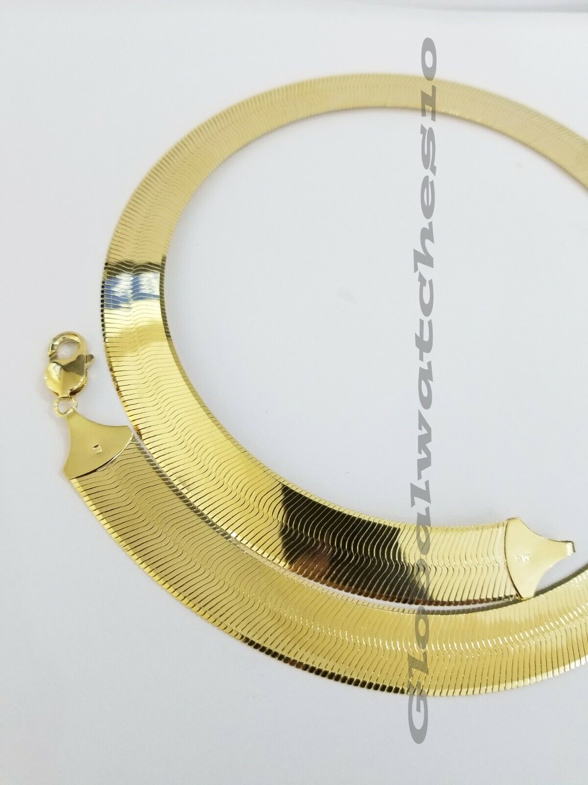 15mm 10k Yellow Gold Herring Bone Chain Necklace Lobster lock Men Women REAL 24"