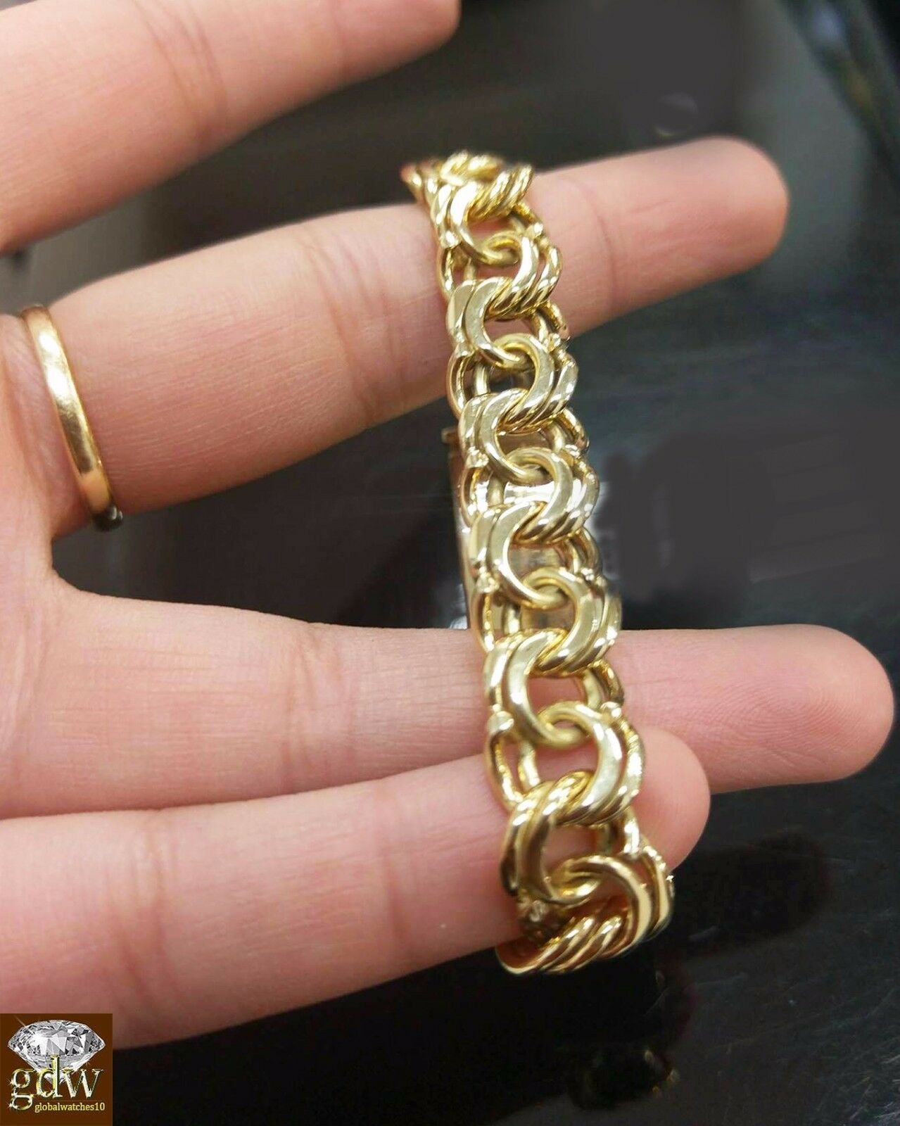 Solid 10k Gold Chino ID Bracelet Size 7.5" Inch Box