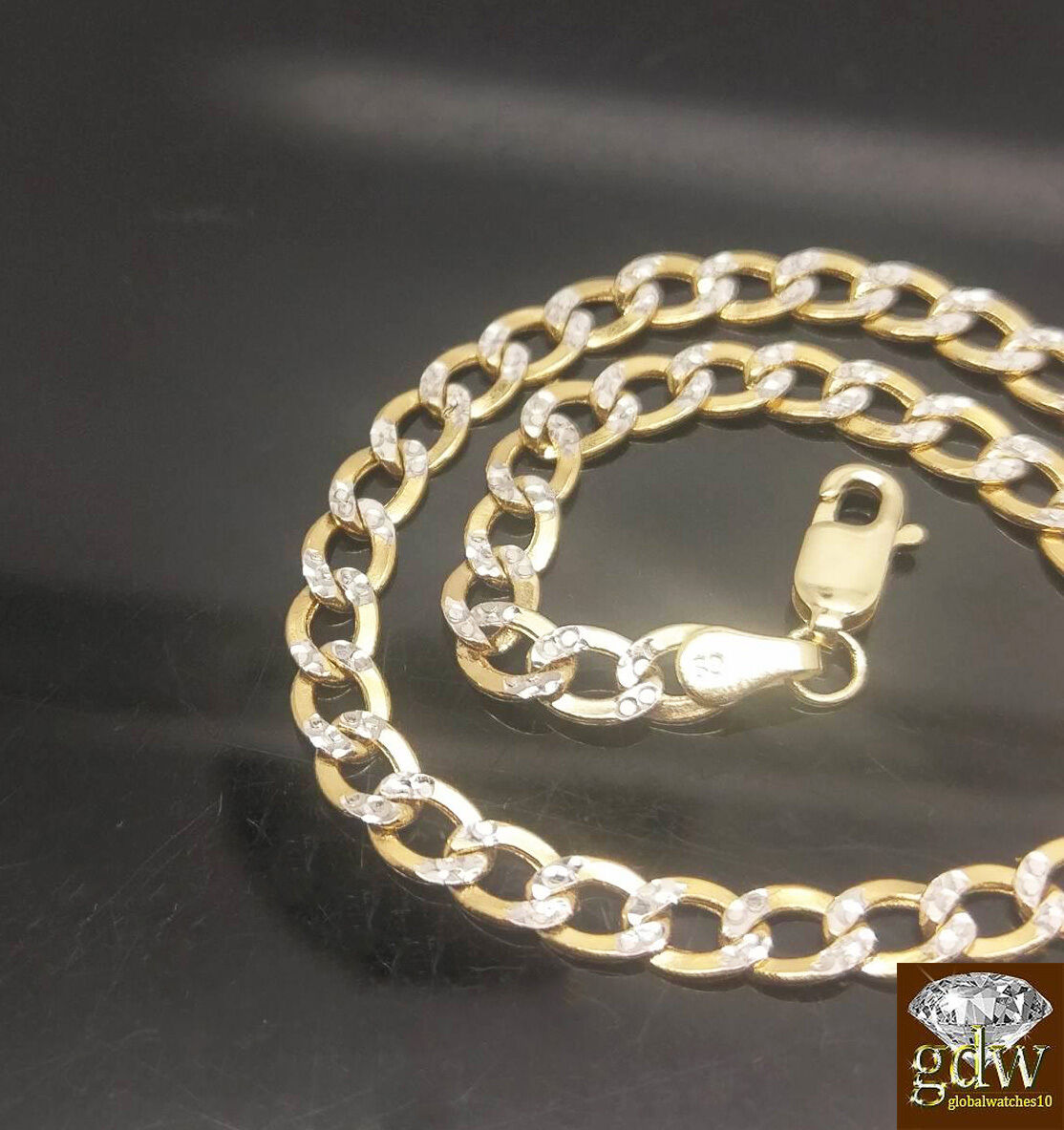 REAL 10k Gold Cuban Link Bracelet Diamond Cuts 9Inch Men Women