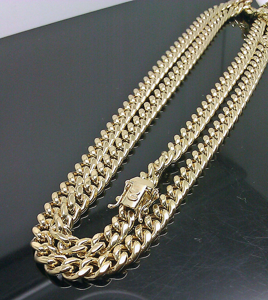 Mens REAL 10K SOLID Gold Cuban Chain Miami Cuban Link Necklace Box Lock 26 Inch