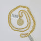 10k Gold Mayan Calendar Pendant Rope Chain 3mm 26'' Necklace Set Real Yellow