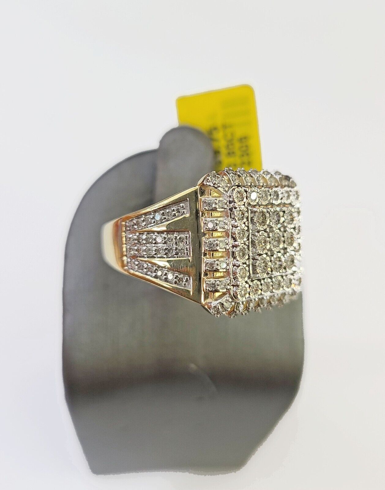 Real 10k Yellow Gold Diamonds Mens Ring Natural Diamond Size 10