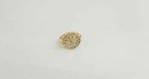 10k Men yellow Gold Lion head Ring Sizable casual round pinky ring 10kt