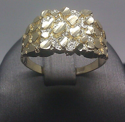 Real SOLID 10k Yellow Gold Men Nugget Ring Sizable pinky casual