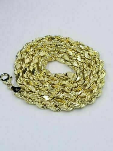 REAL 10k Yellow Gold Head Charm Pendent 3mm Rope Chain 20" 22" 24" Inch