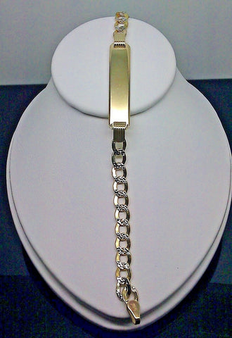 REAL 10K Gold Bracelet Kids ID Bracelet Link Diamond Cut