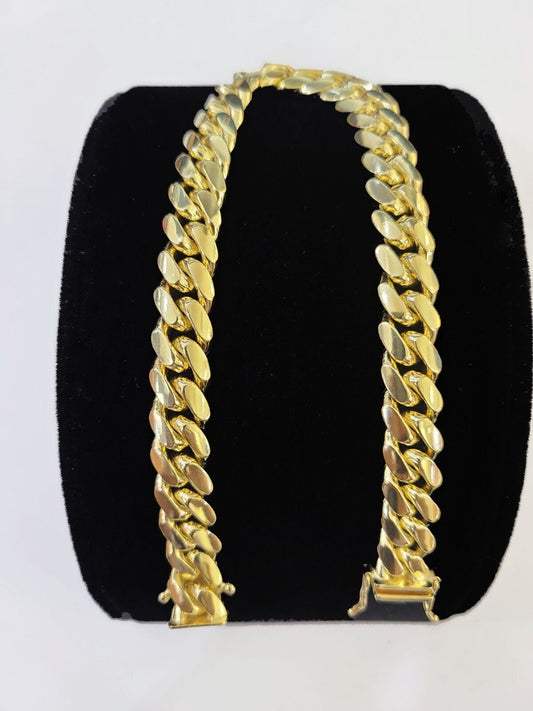 Real 14K Yellow Gold Miami Cuban Bracelet 8.5" Inch 9mm 14K Box Clasp Link