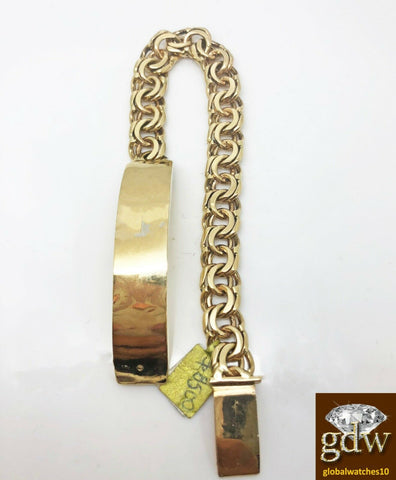 Real 10k Yellow Gold Chino Link ID Bracelet Men 9 Inches Franco Custom