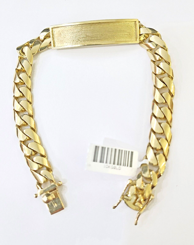 10K Gold ID Bracelet With Miami Cuban 10 mm 9" inches 10kt