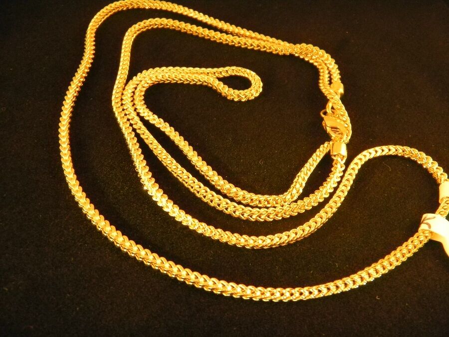 Real 10k Gold 24" inch Franco Chain necklace 1.5mm Rope cuban.