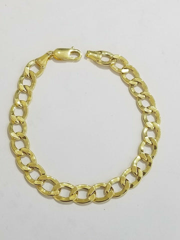 10K Pure Yellow Gold Cuban LINK Bracelet Lobster lock 9mm 8 inches