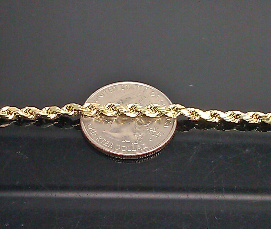 REAL 10K Yellow Gold Rope Chain, Diamond Cut 3mm 18" 20" 22" 24" 26" 28" 30"