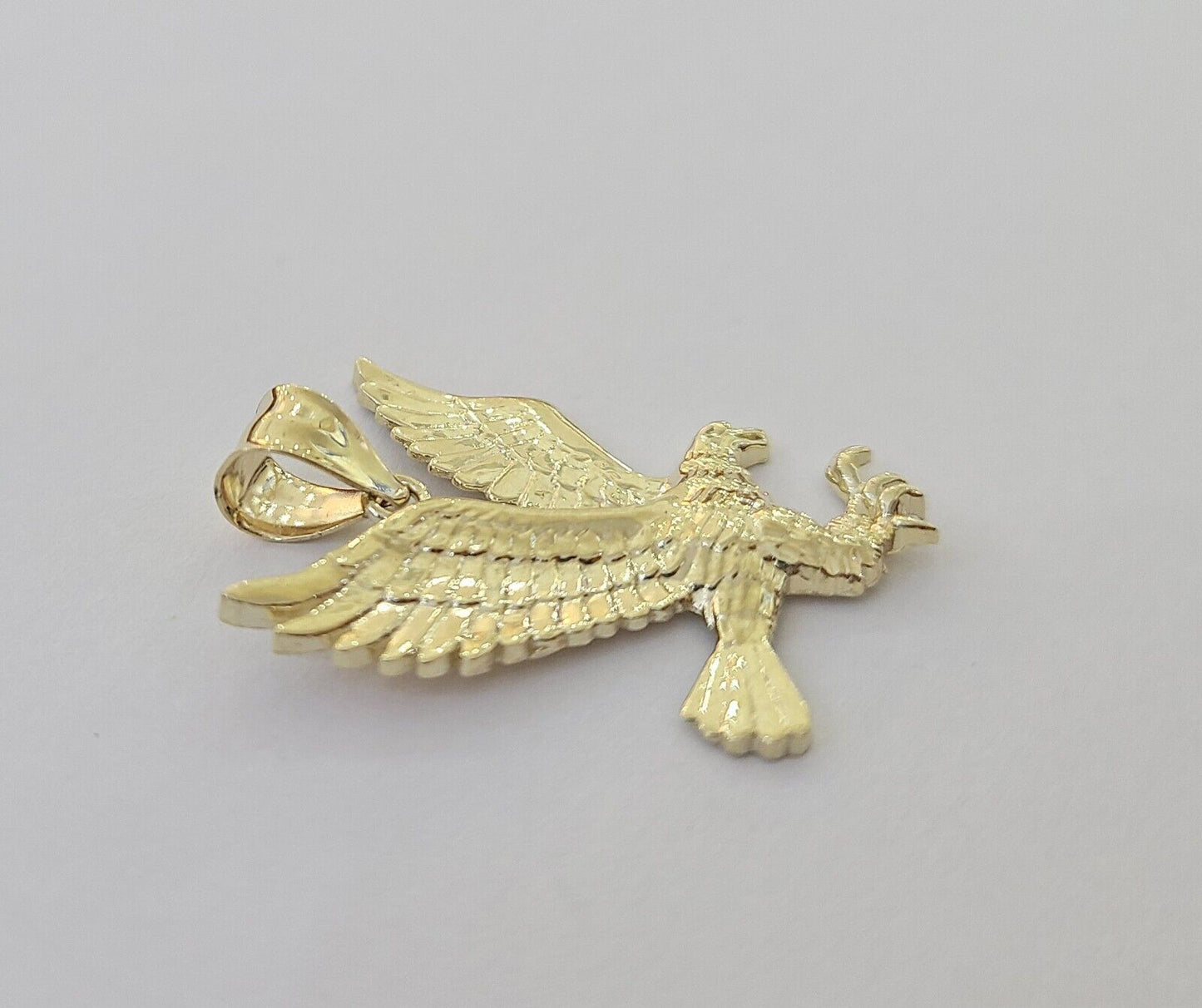 10K Yellow Gold Flying Eagle Charm 1 - 2" Inch Bird Pendent Real 10kt