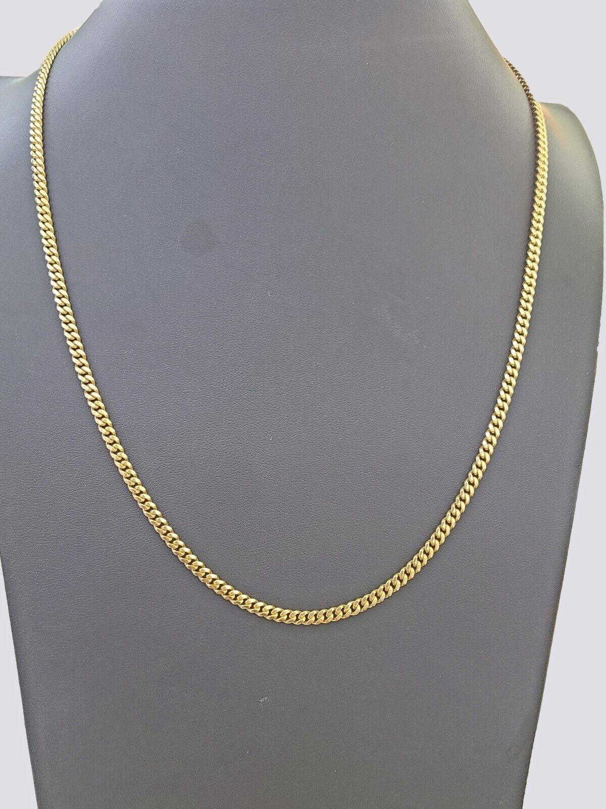 10K Solid Yellow Gold 4mm Miami Cuban Link Chain Necklace 20" Two Chains