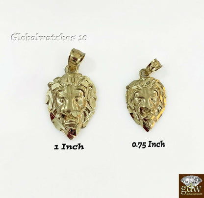 10k Yellow Gold Solid Lion Head Charm Pendant Diamond Cut REAL 10KT Gold