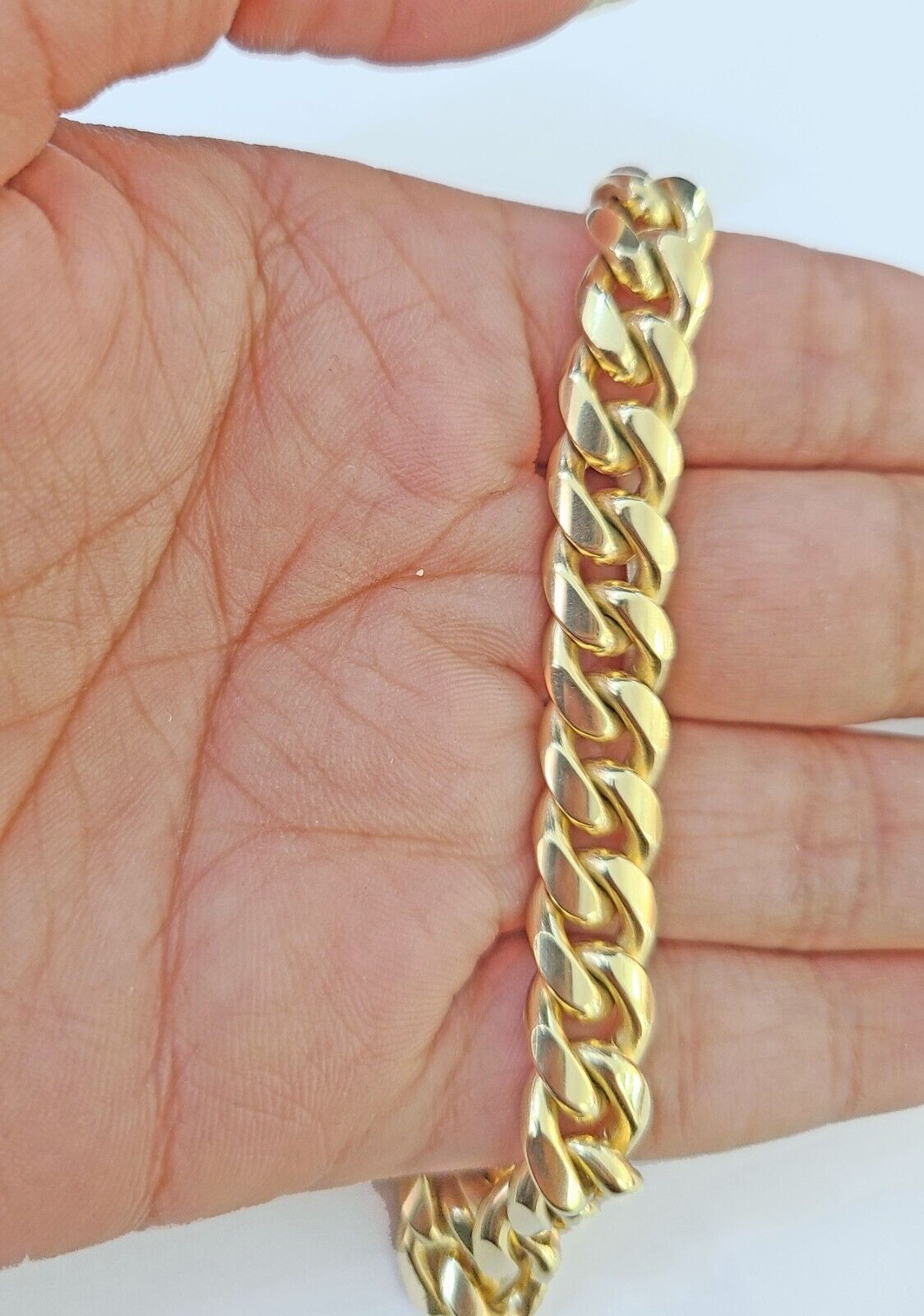 10k Solid Yellow Gold Miami Cuban Bracelet Size 8.5mm 8inches Men Women