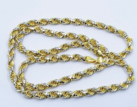 SOLID 10K Yellow Gold Rope Chain 7mm Diamond Cut Mens Necklace 20" -30" Unique