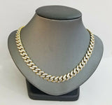 10k Real Gold Monaco Link Chain with diamond cuts ,Men's women necklace,10kt