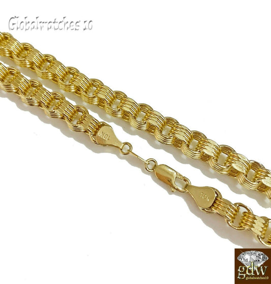 10k Yellow Gold Byzantine Chino Chain Necklace in 22 24 26 28 Inch Lobster Lock