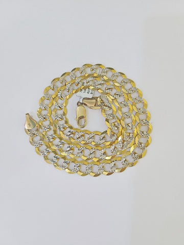 Real 10k Yellow Gold Cuban Curb Link Chain Solid 9mm 20" Gold Diamond cut
