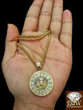 Real 10K Yellow Gold 6mm 30" Palm Chain with head Charm Pendant