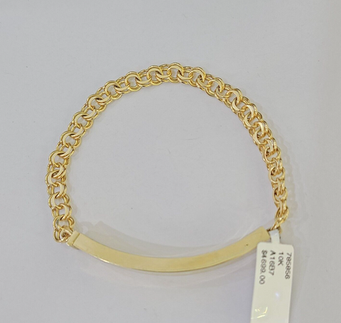 10k Yellow Gold Chino ID Bracelet Size 8" 6mm Inches Box Lock Real 10kt
