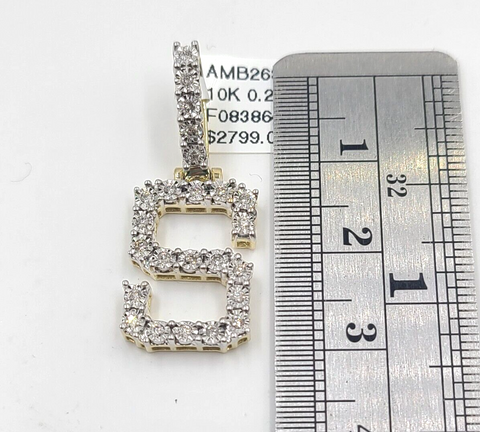 Real 10k Gold & Diamond Letter "S" Initial Alphabet Charm/Pendant 1.25".