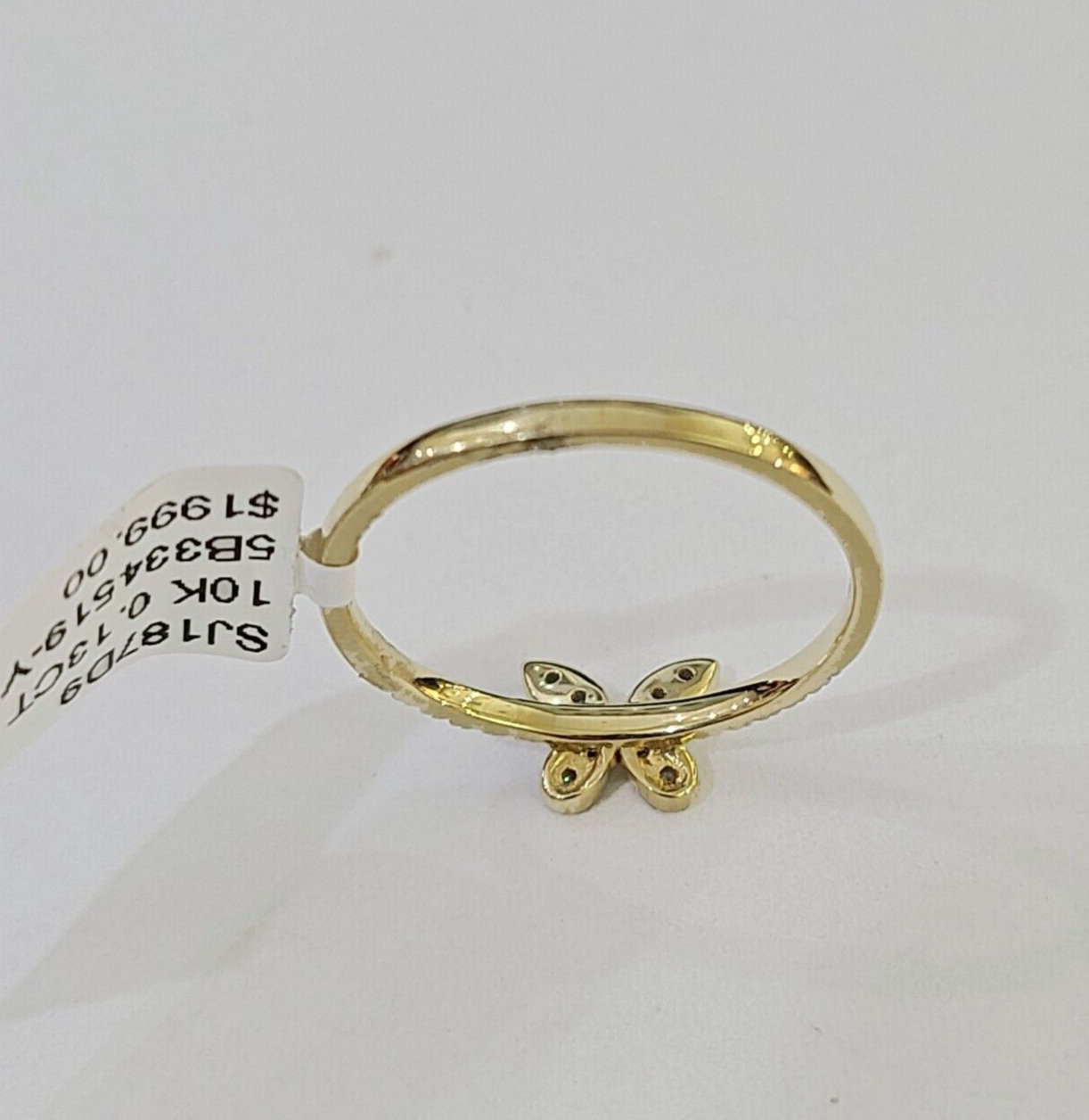 Real 10k Diamond Ladies Ring Butterfly Yellow Gold Women Casual Genuine