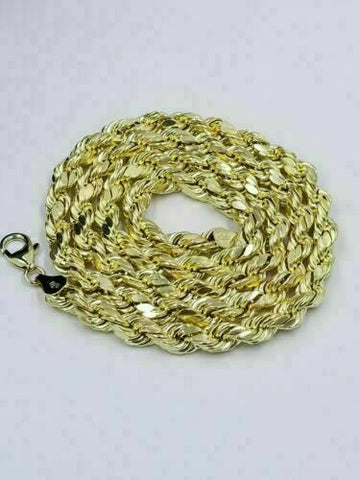 10k Yellow Gold "M" Head Charm Pendent Rope Chain 2.5mm 20 22 24 Men's Womens