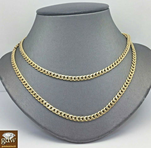 10K Yellow Gold Miami Cuban Chain 4mm 30" Inch Necklace Lobster, Daily Wear 10kt
