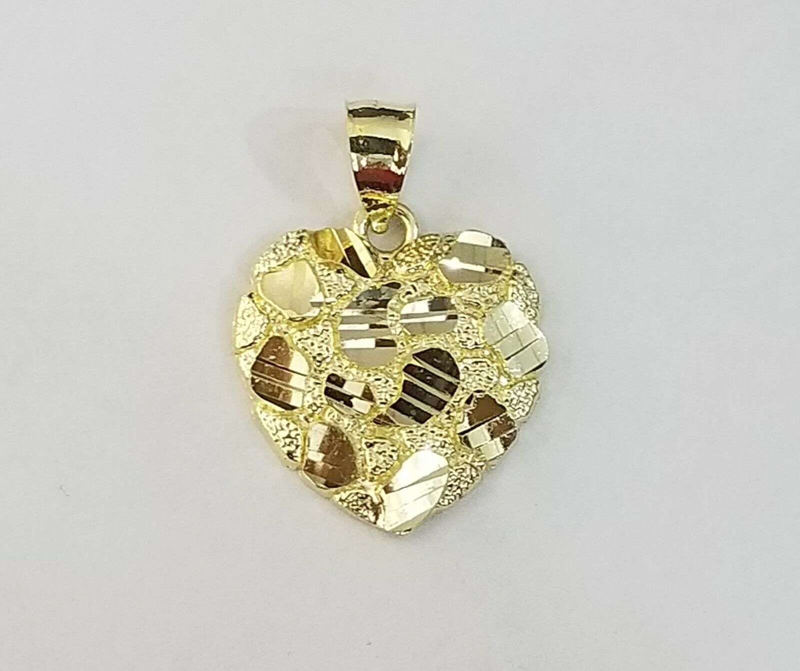 10K Yellow Gold Heart Shaped Pendant store W/20 Diamonds & 14K 24