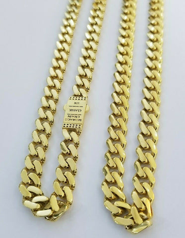REAL 10k Gold Royal Miami Cuban Chain Bracelet 8" Set 6mm Monaco Necklace 24"